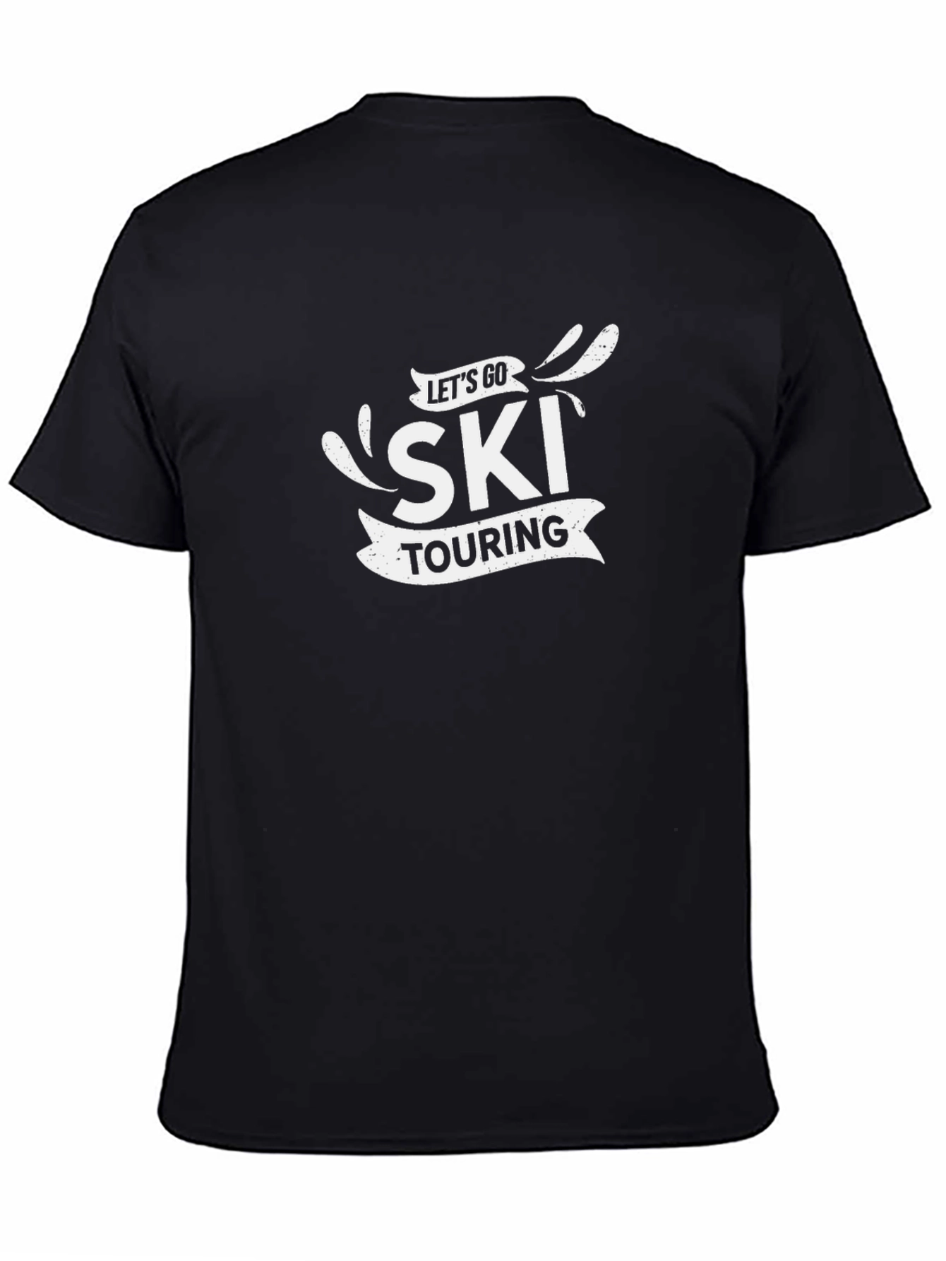 Black Let's Go Ski Touring Black T-Shirt view 4