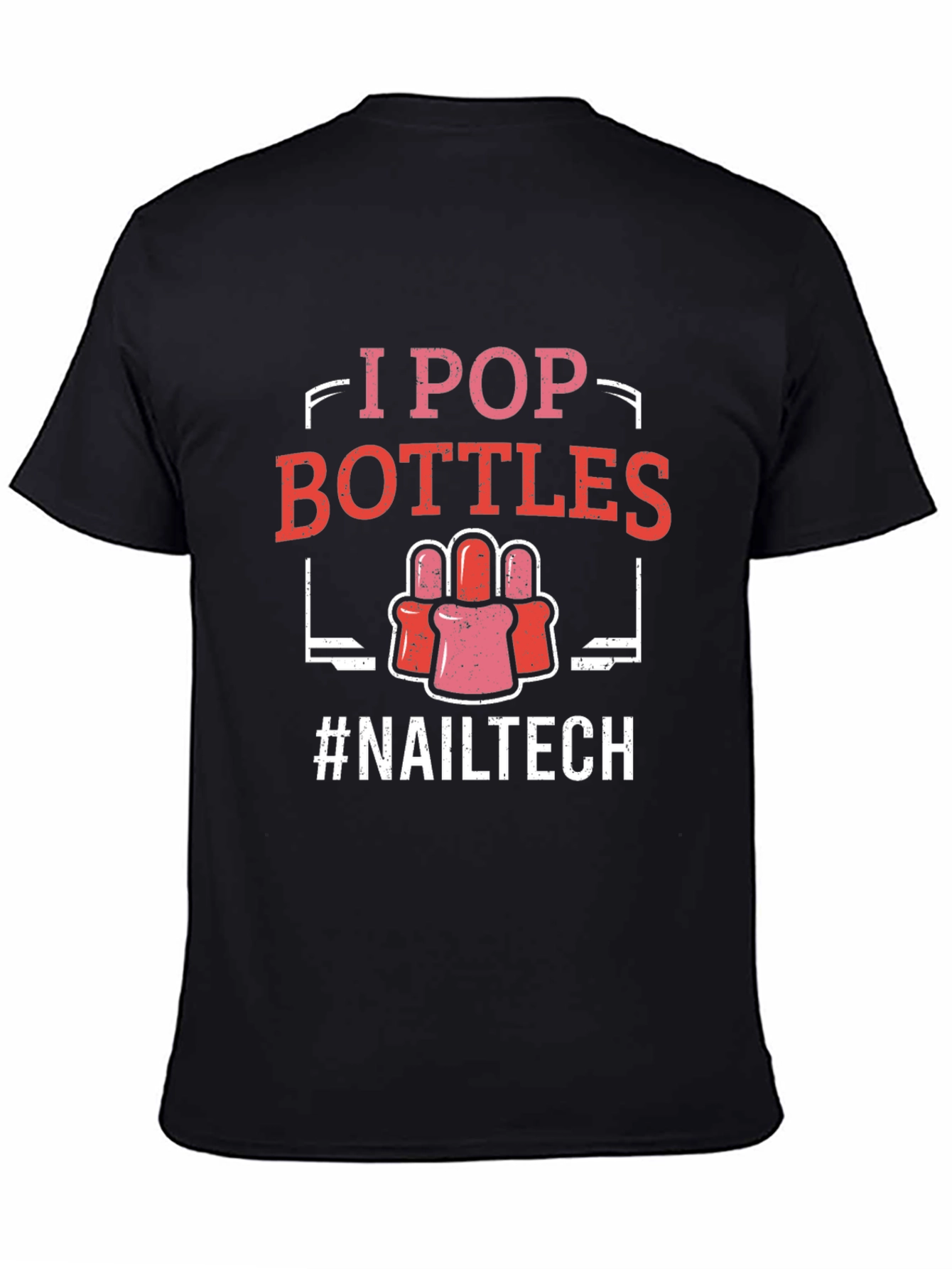 Black I Pop Bottles Nail Tech T-Shirt view 4