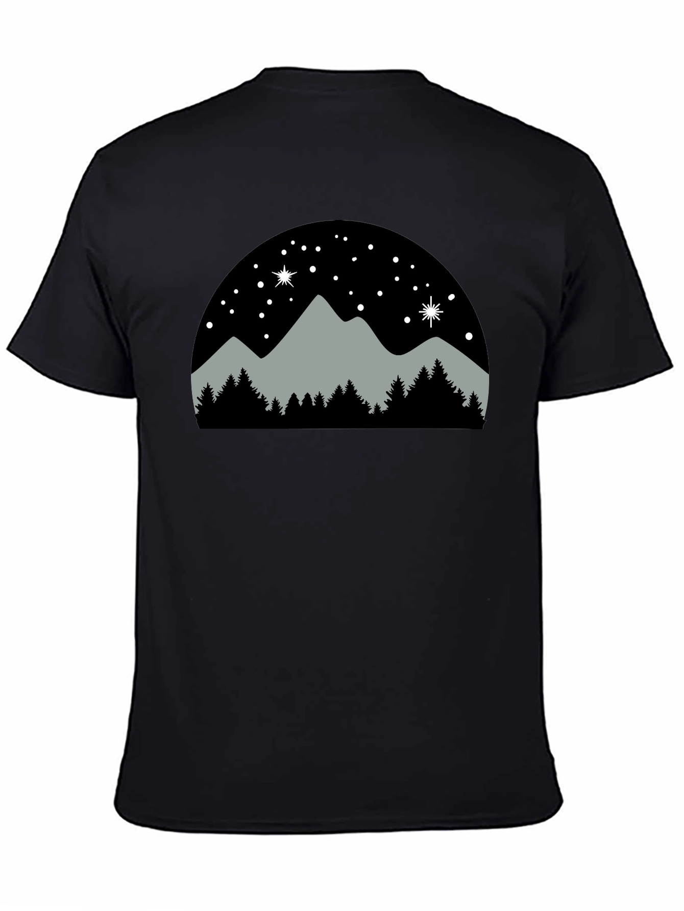 Black Mountain Night Scene T-Shirt view 4
