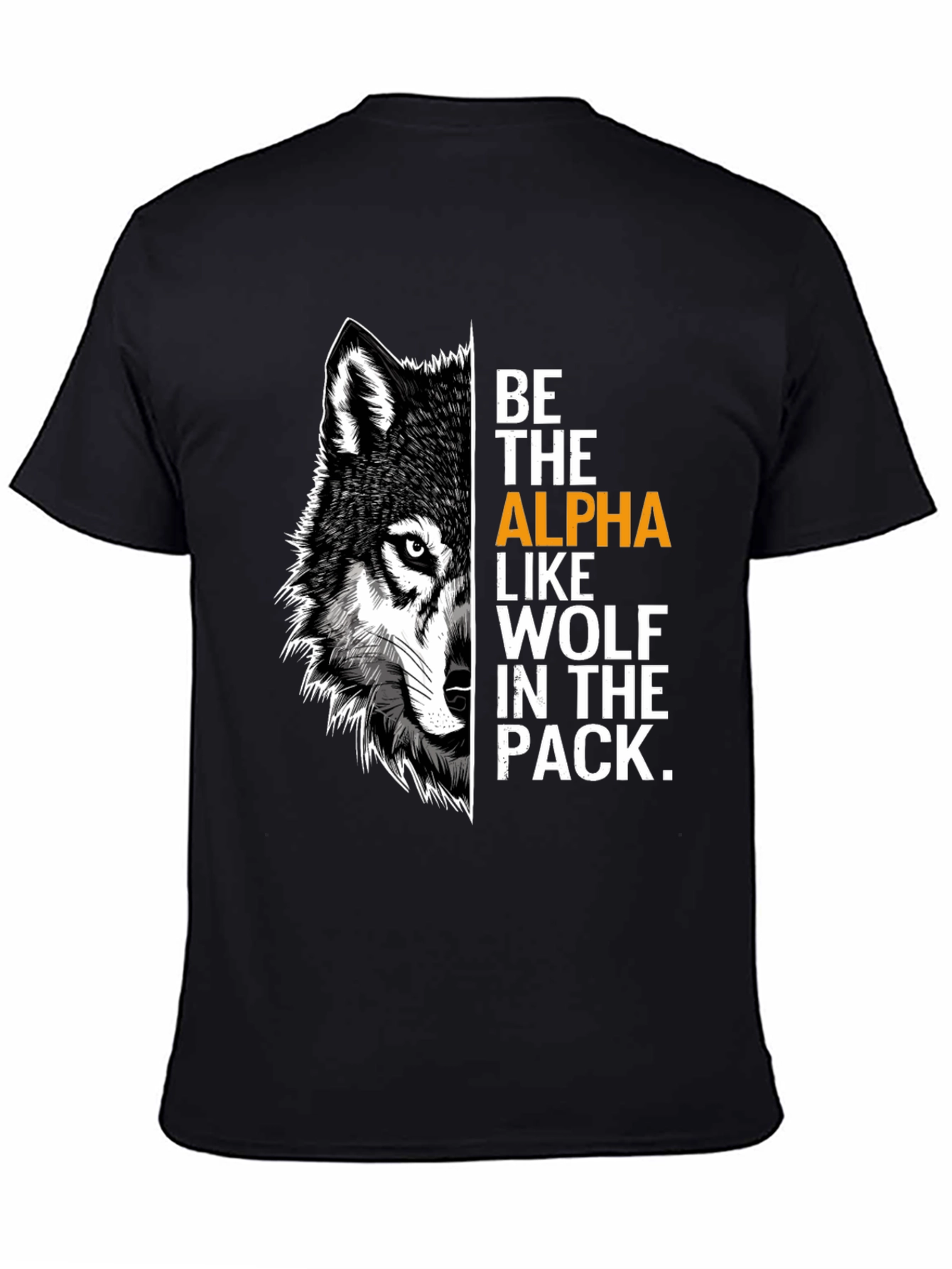 Black Be the Alpha Wolf Graphic Print T-Shirt view 4