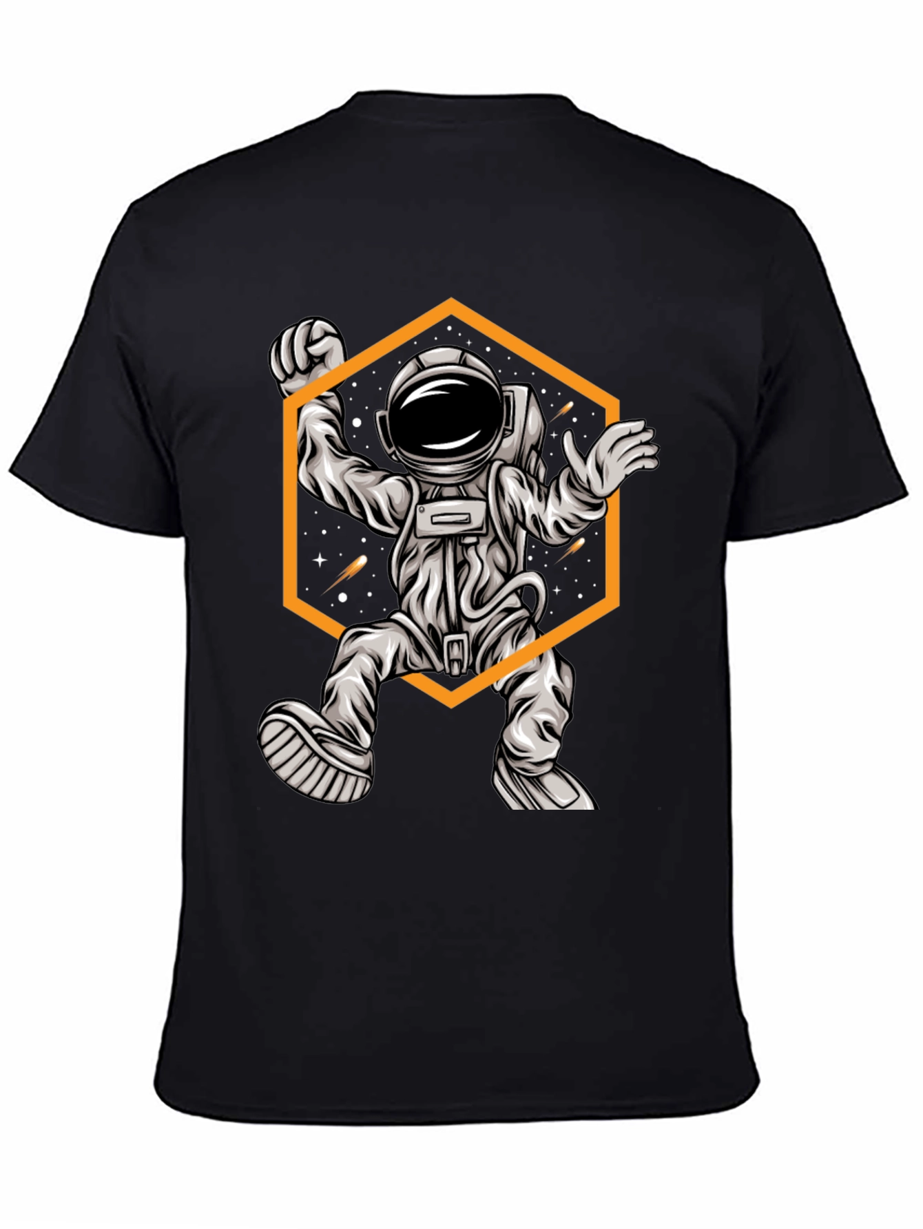 Black Astronaut Graphic Tee - Black Cotton T-Shirt view 4