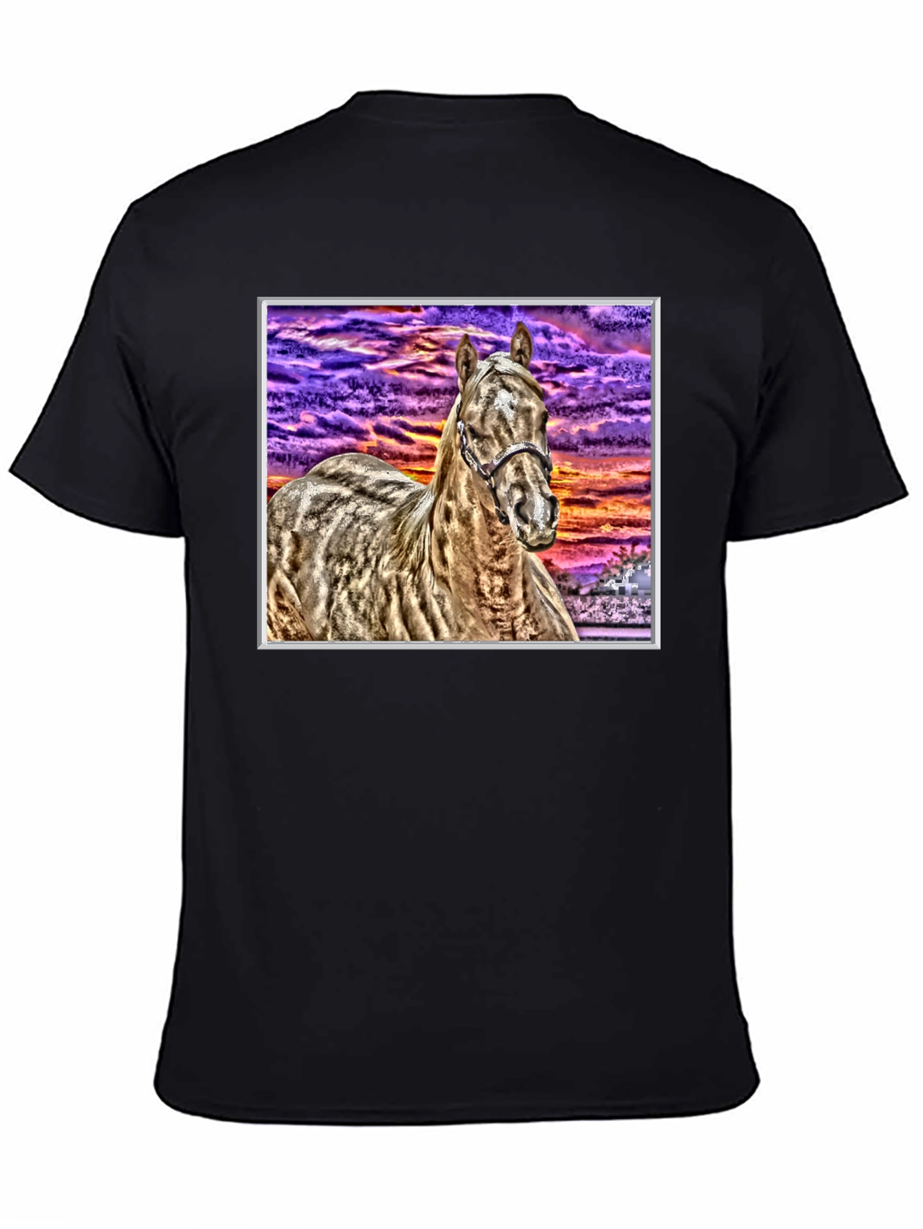 Black Horse Graphic Tee - Sunset Sky Black T-Shirt view 4