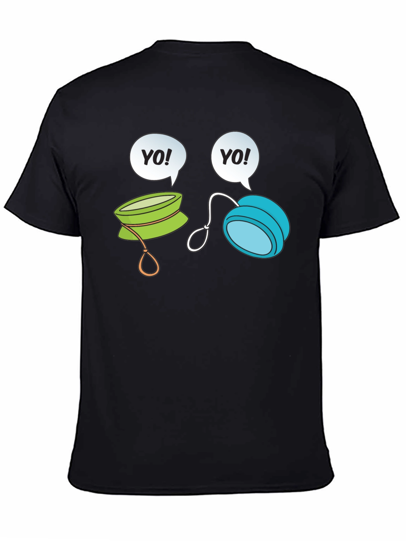 Black Yo-Yo Cartoon Graphic Black T-Shirt view 4