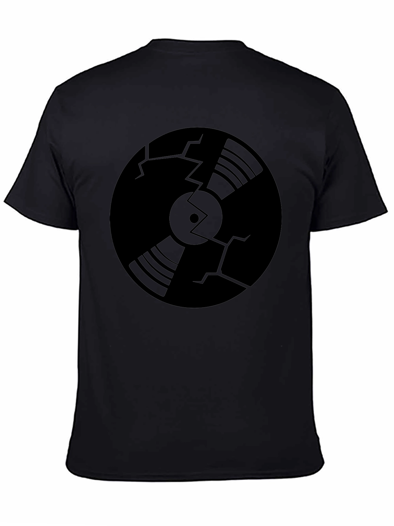 Black Cracked Vinyl Record Graphic T-Shirt view 4