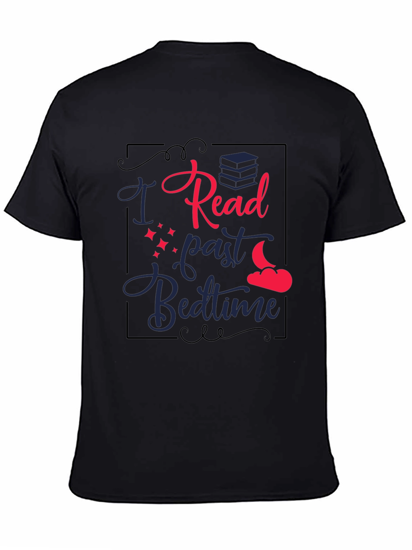 Black I Read Past Bedtime Graphic T-Shirt view 4