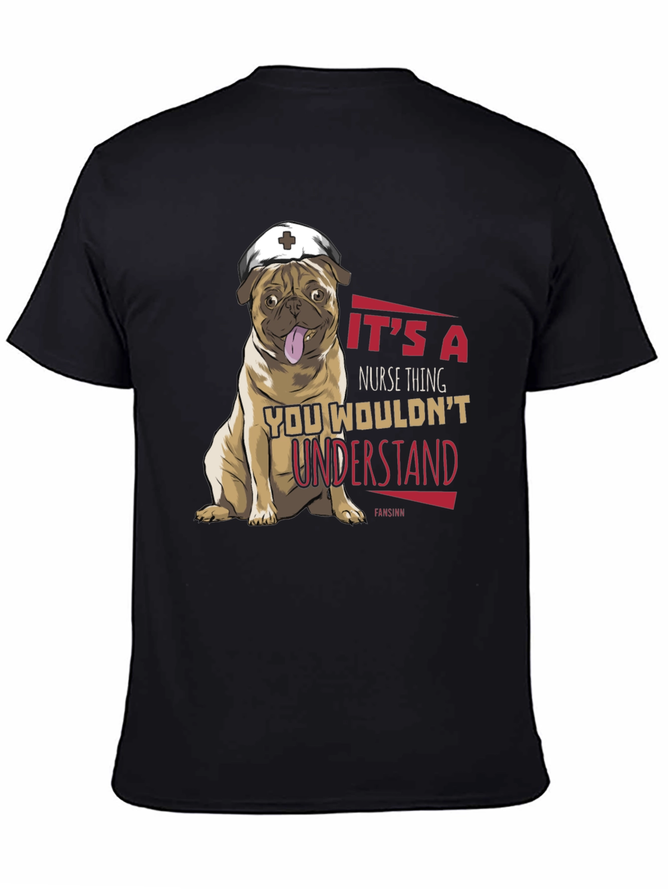 Black Nurse Pug T-Shirt - It's a Nurse Thing view 4