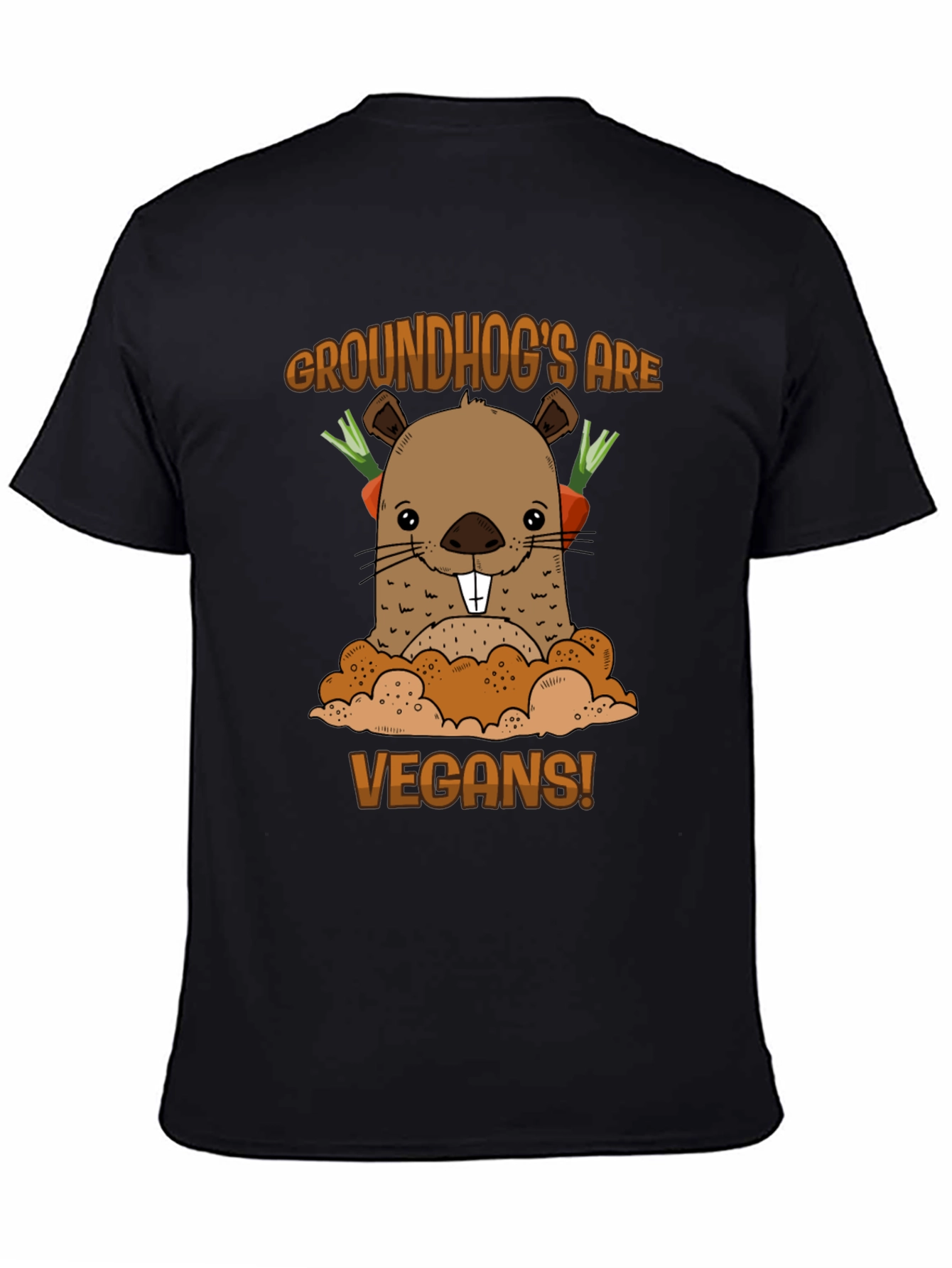 Black Groundhog Vegan T-Shirt - Cute Animal Tee view 4