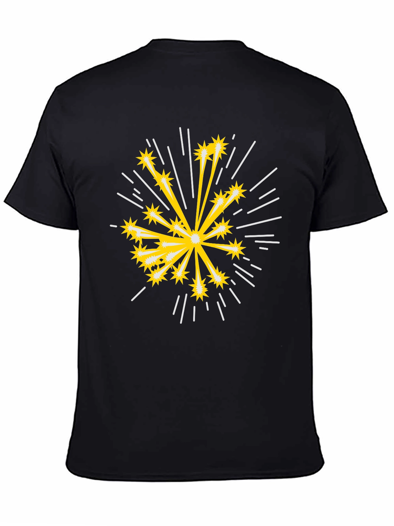 Black Starburst Graphic Black Cotton T-Shirt view 4