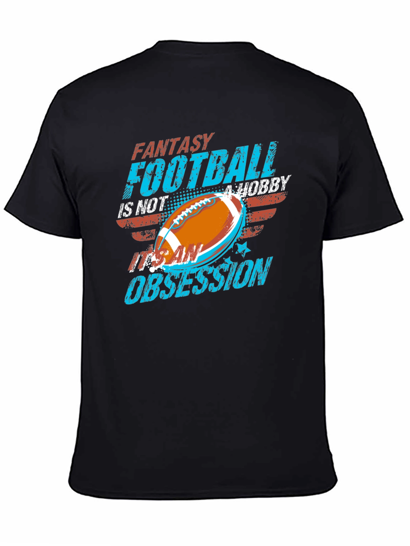 Black Fantasy Football Obsession T-Shirt view 4