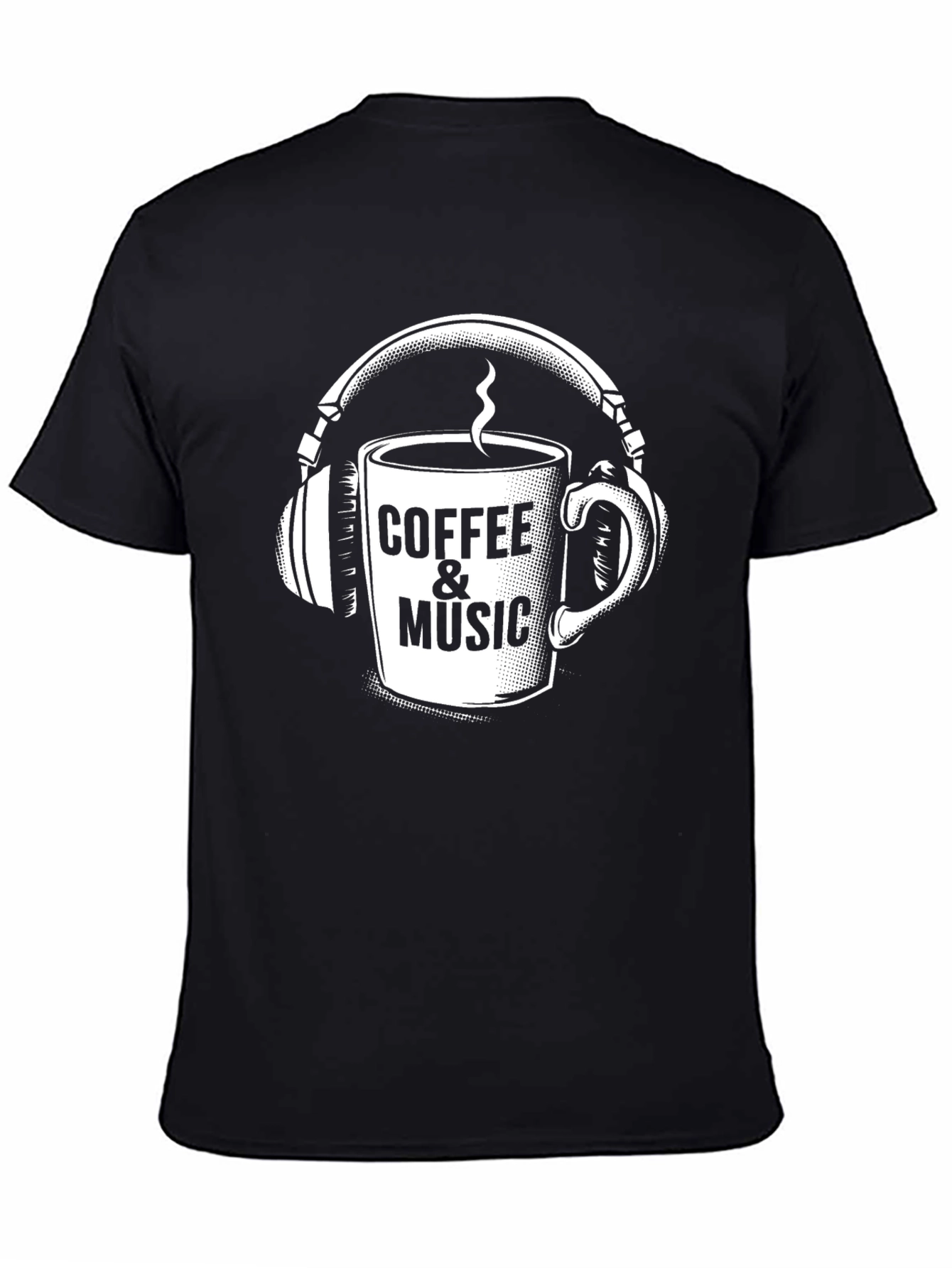 Black Coffee & Music Graphic T-Shirt - Black Casual Tee view 4