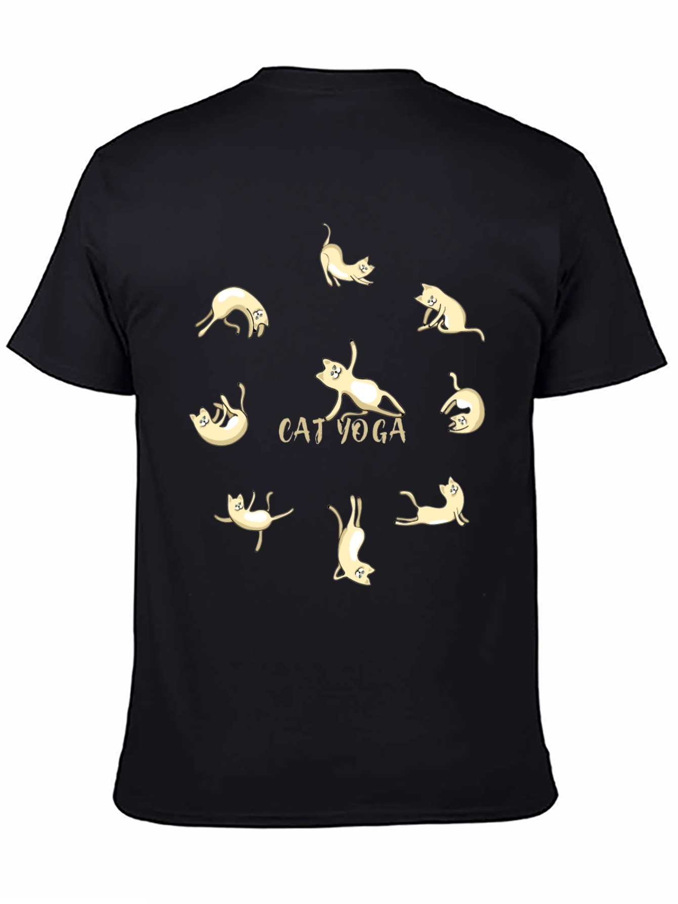 Black Cat Yoga Black T-Shirt view 4