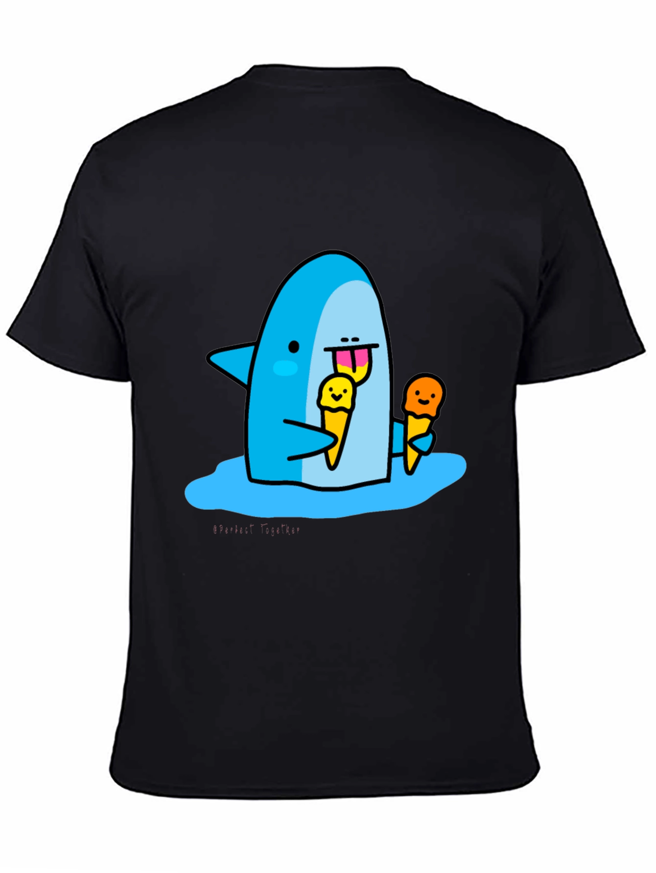 Black Shark Eating Ice Cream Graphic T-Shirt view 4