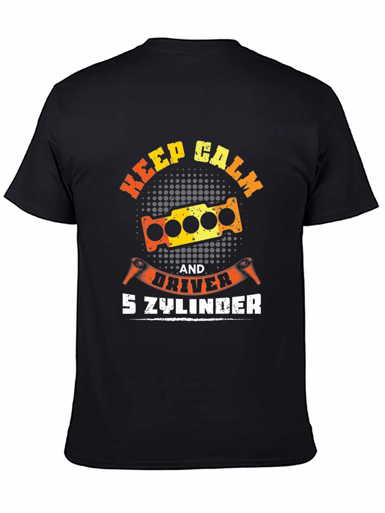 Black Keep Calm 5 Cylinder Driver Graphic Tee view 4