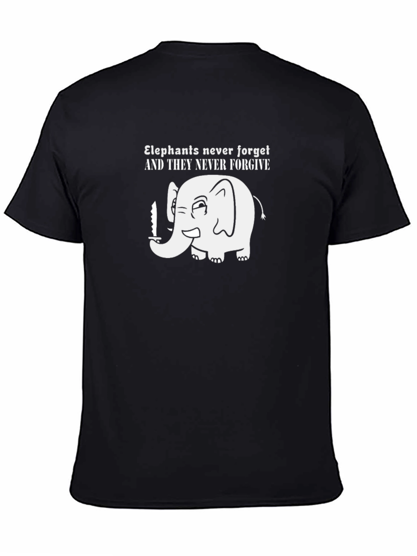 Black Elephant Never Forget Black T-Shirt view 4