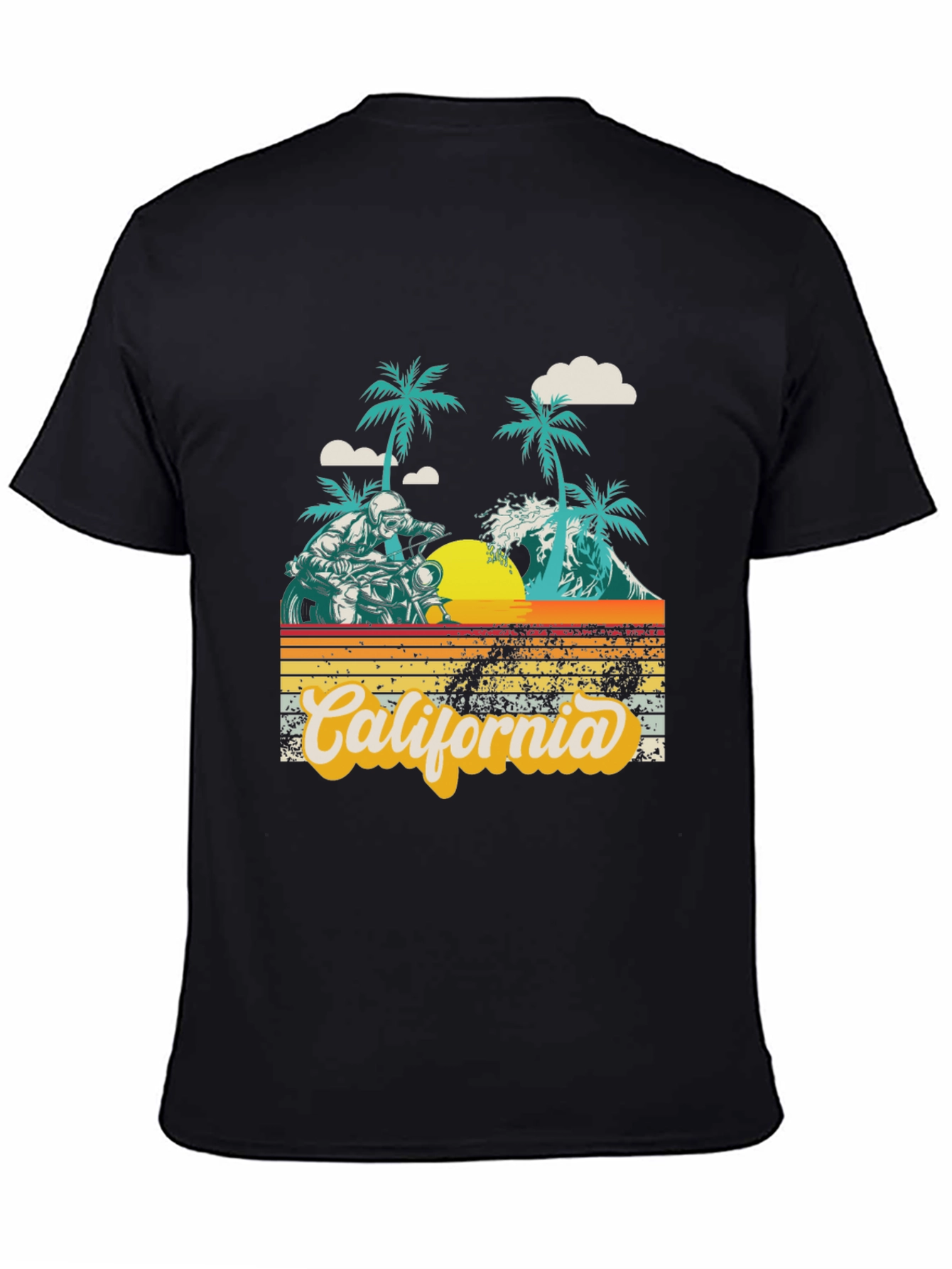 Black California Beach Motorcycle Graphic Tee view 4