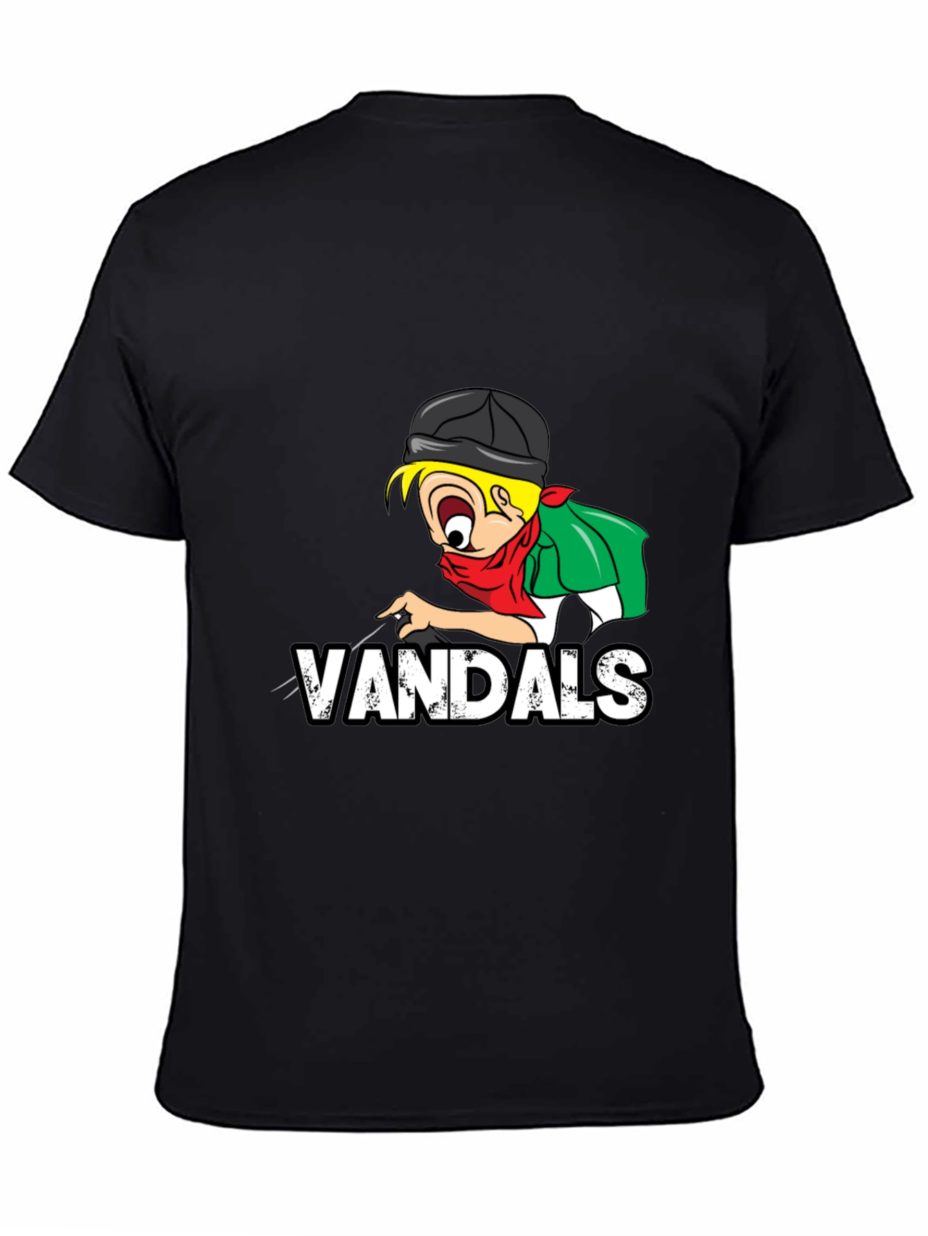 Black Vandals Cartoon Graphic Black T-Shirt view 4