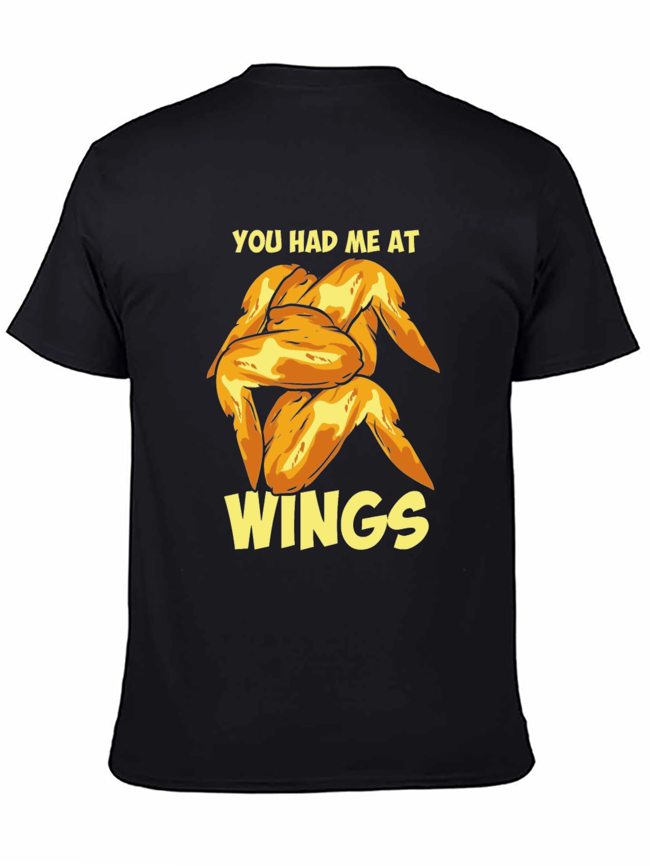 Black You Had Me At Wings - Novelty Graphic T-Shirt view 4