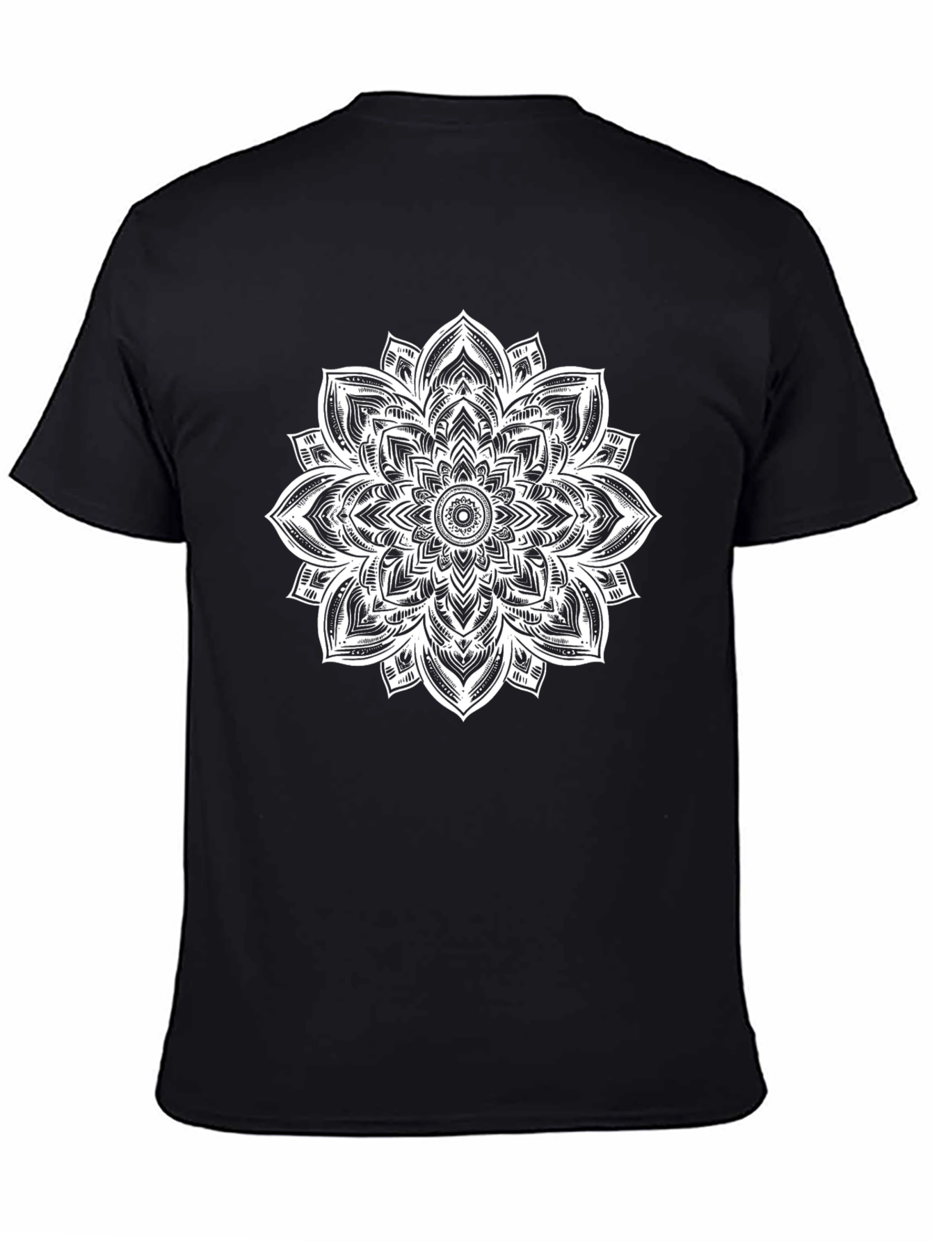 Black Mandala Graphic Tee - Black Cotton Casual Comfort view 4