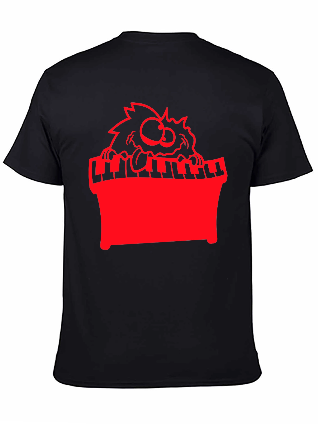 Black Funny Monster Playing Piano Graphic Tee view 4