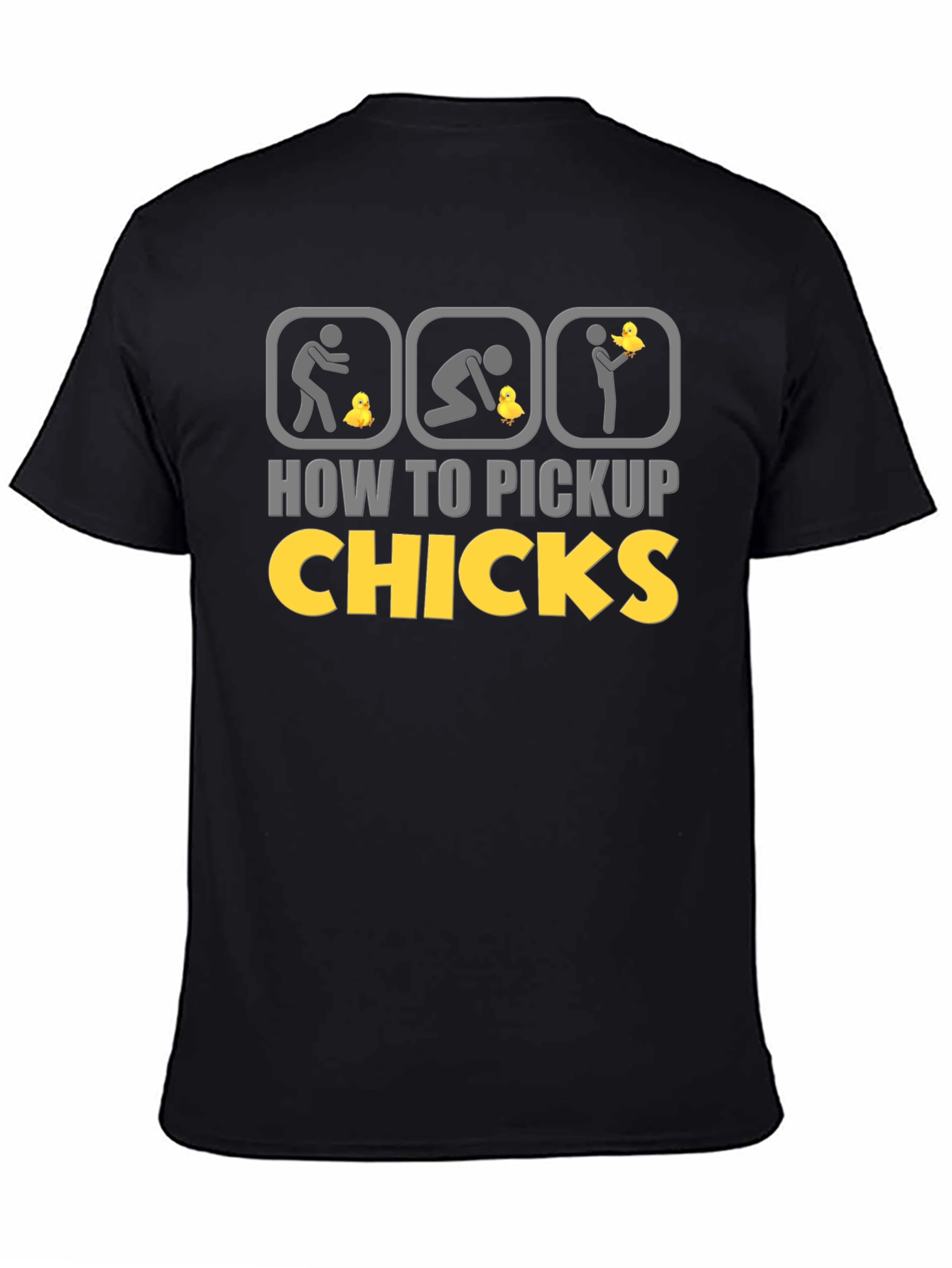 Black How to Pickup Chicks Graphic Tee view 4