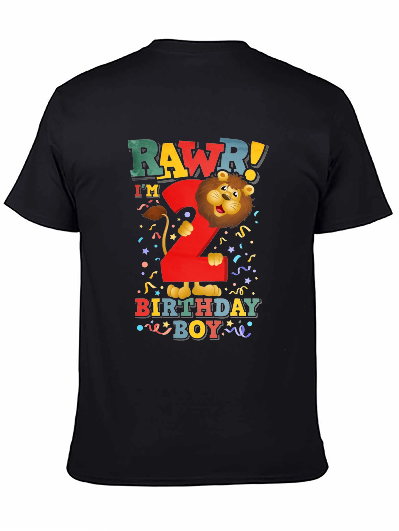 Black Rawr! I'm 2 Birthday Boy T-Shirt view 4