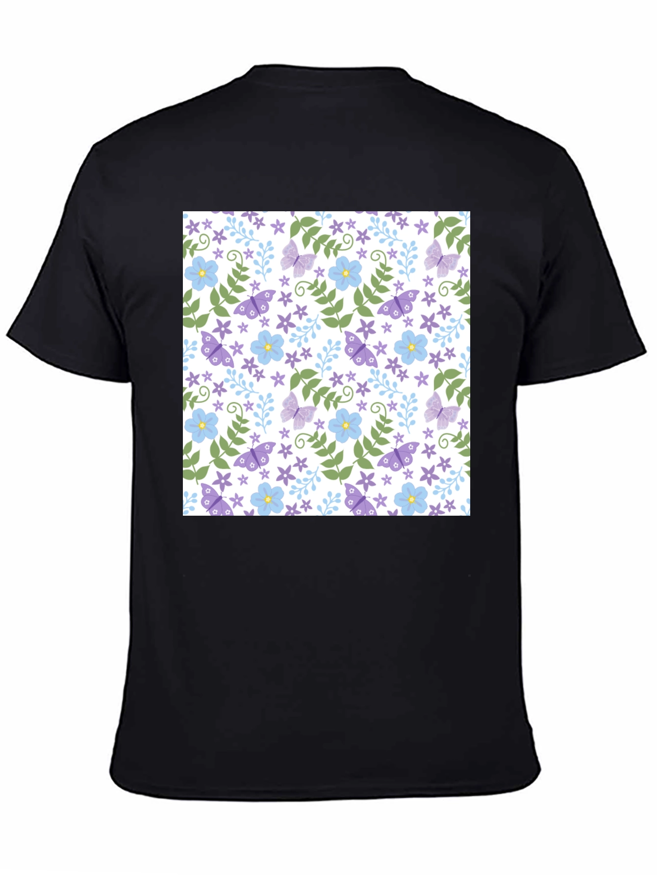 Black Floral Butterfly T-Shirt - Soft Cotton Tee view 4