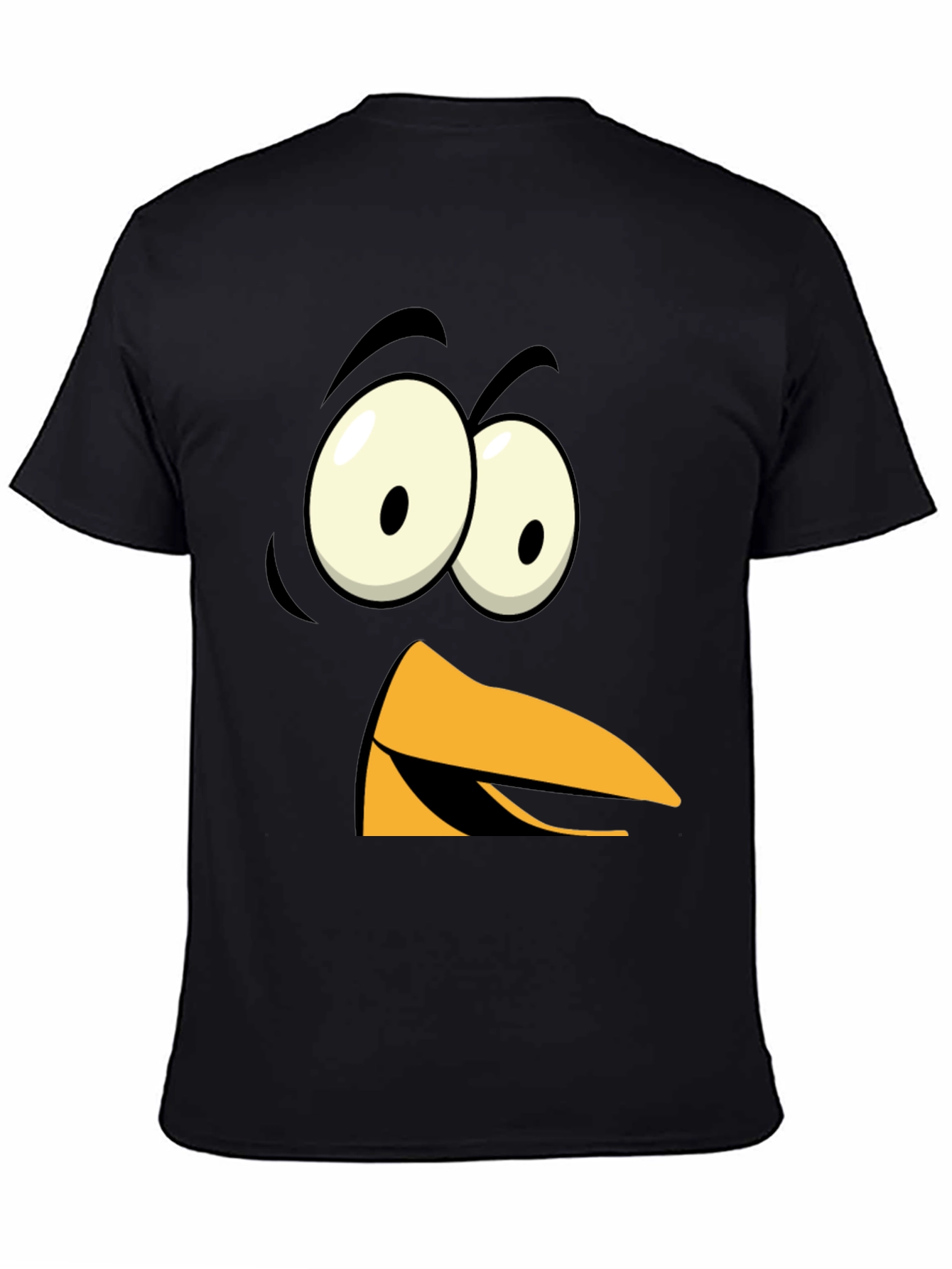 Black Funny Angry Bird Face Graphic Tee - Black view 4