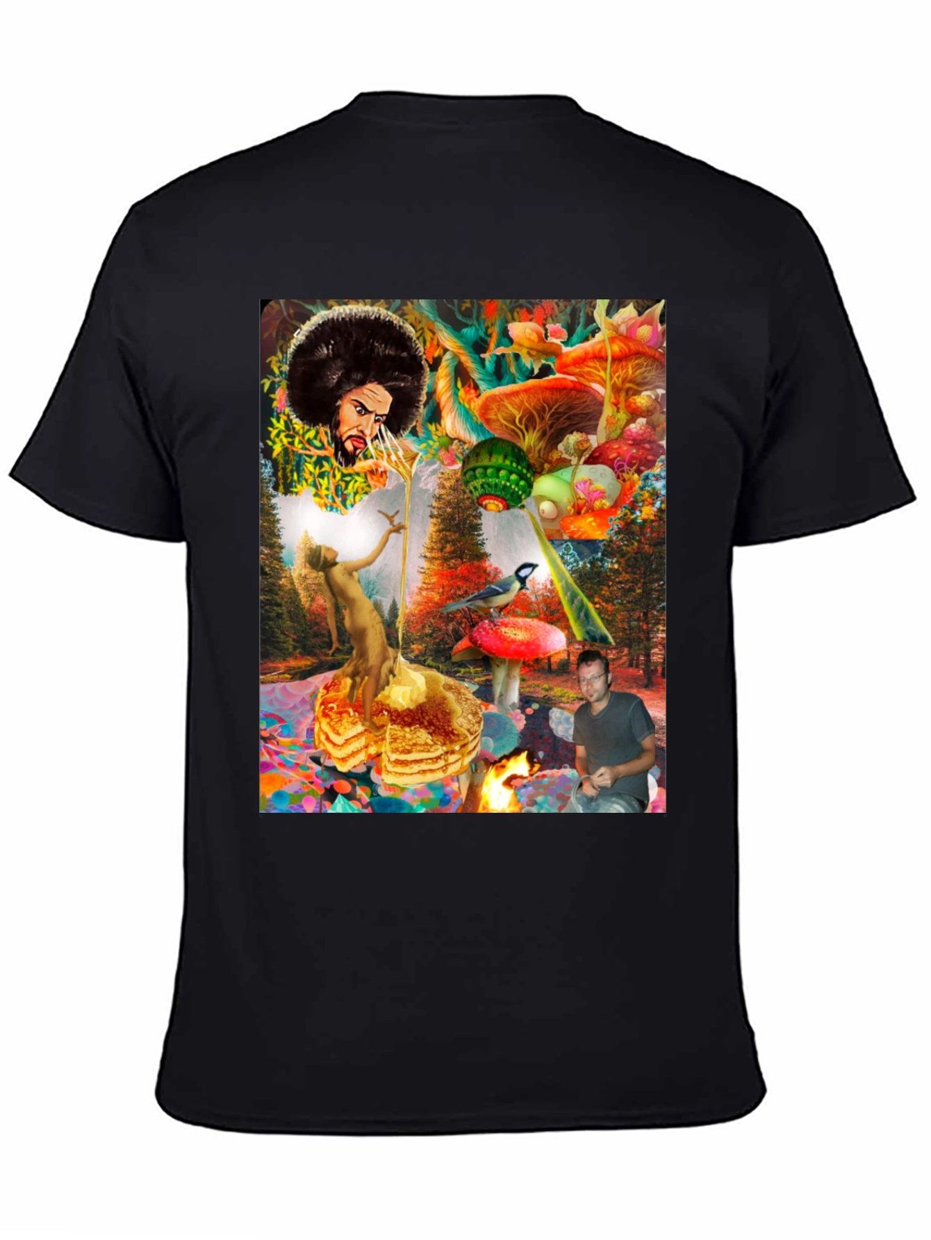 Black Psychedelic Fantasy Graphic Print T-Shirt view 4