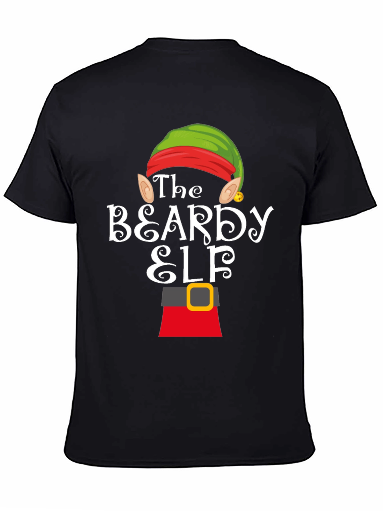 Beardy Elf Graphic T-Shirt - Festive Holiday Apparel - 4