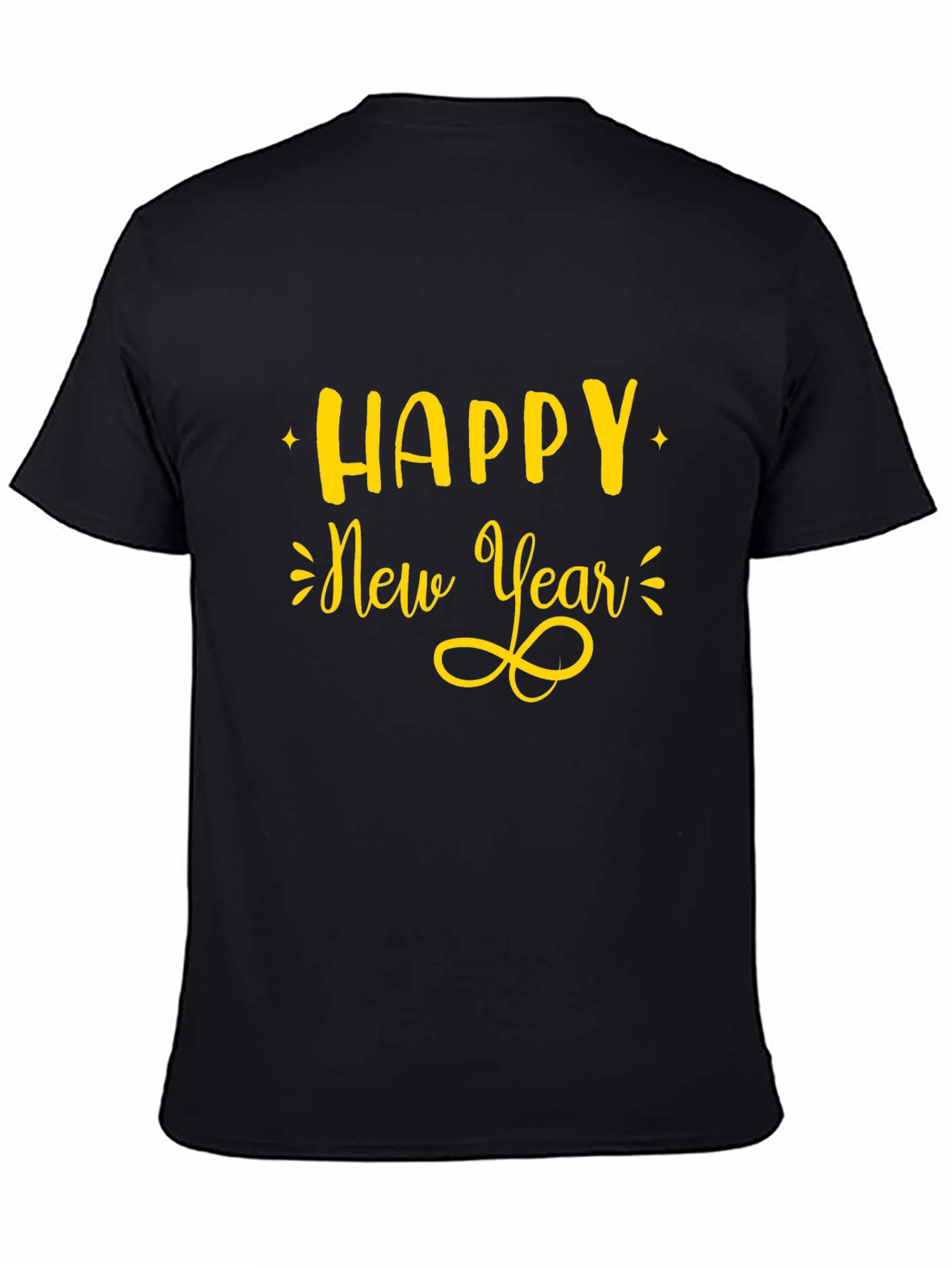 Black Happy New Year Graphic Tee - Black view 4