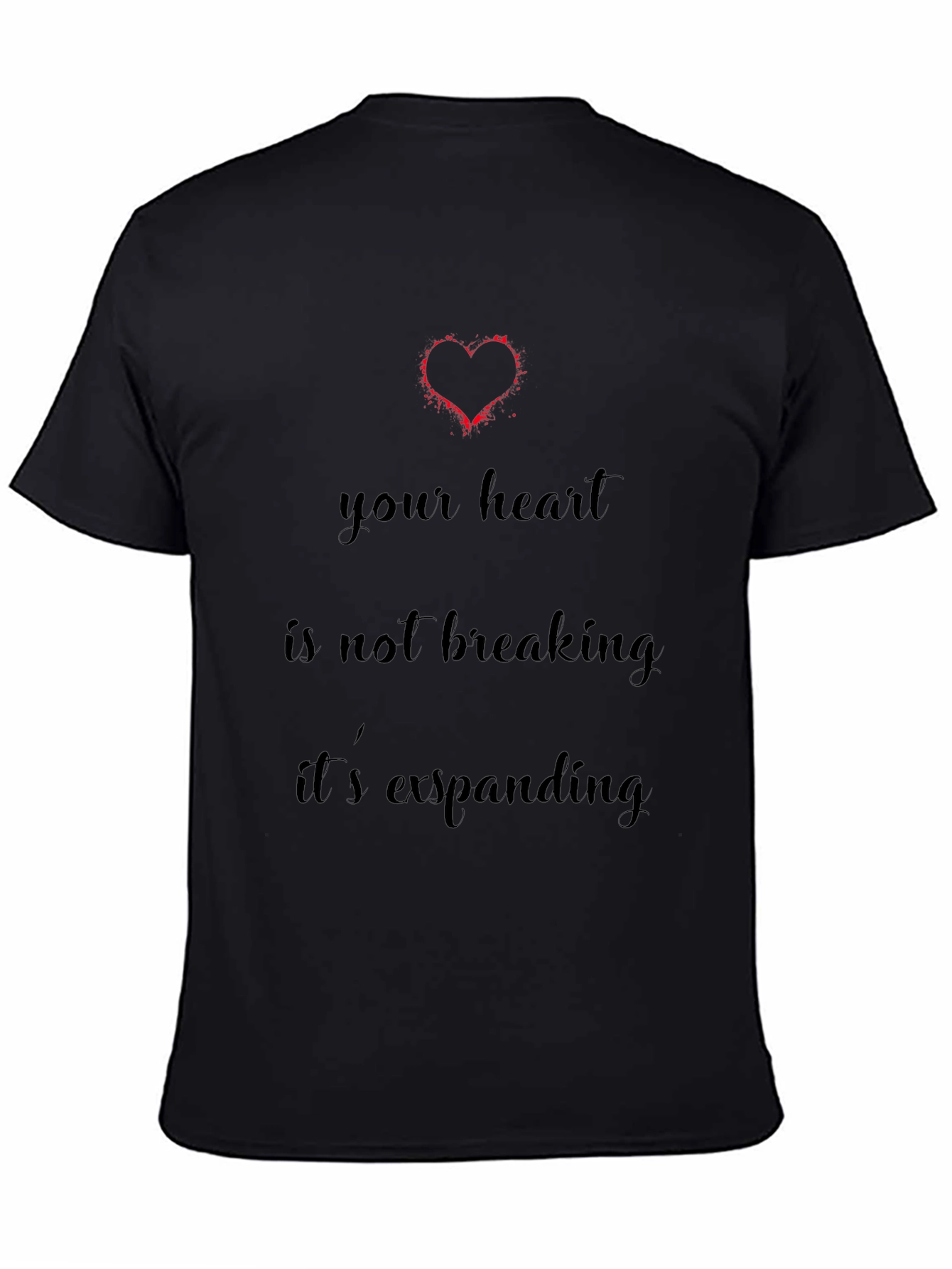 Black Heart Expanding T-Shirt - Positive Affirmation view 4