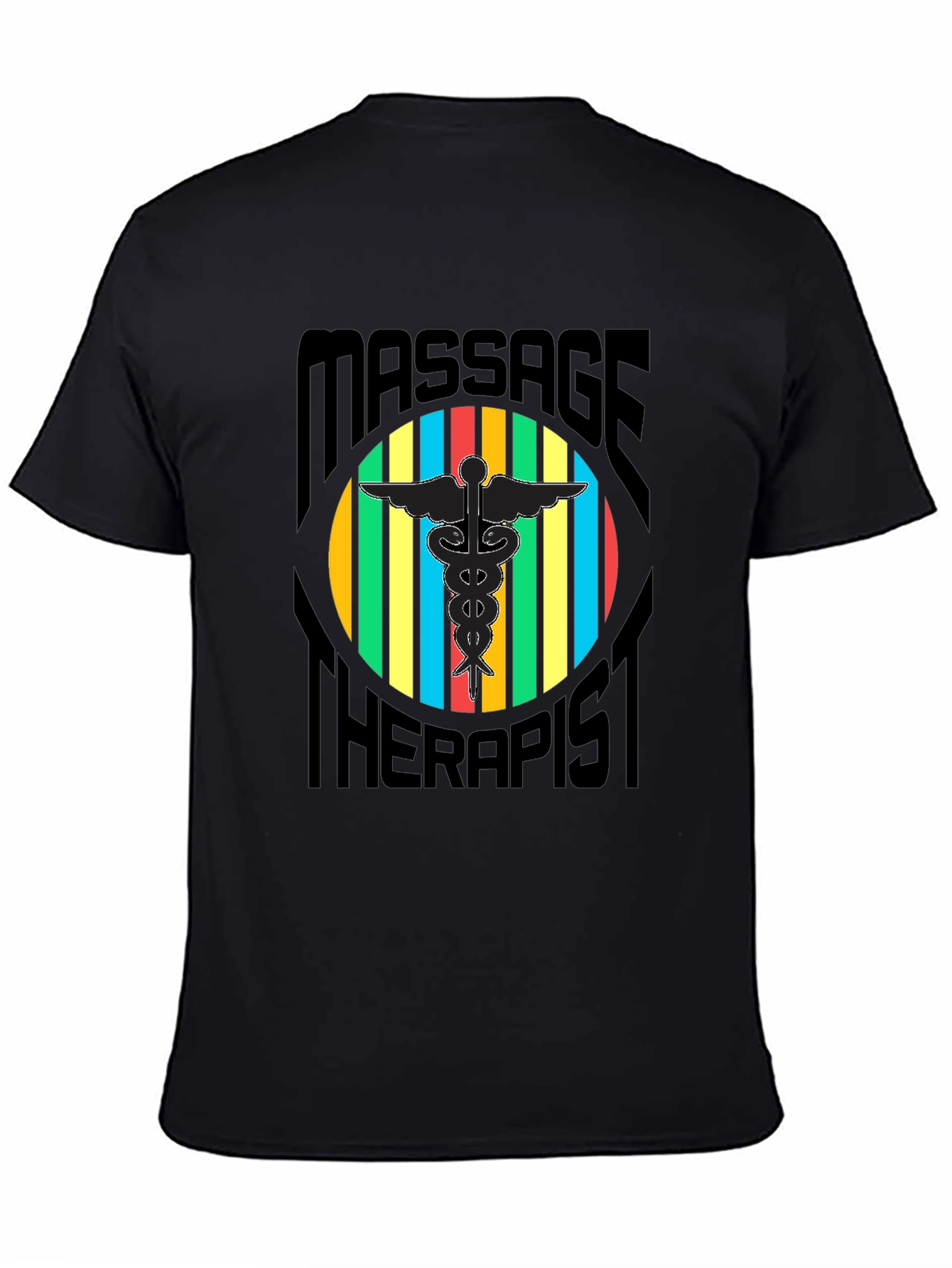 Black Massage Therapist Graphic T-Shirt view 4