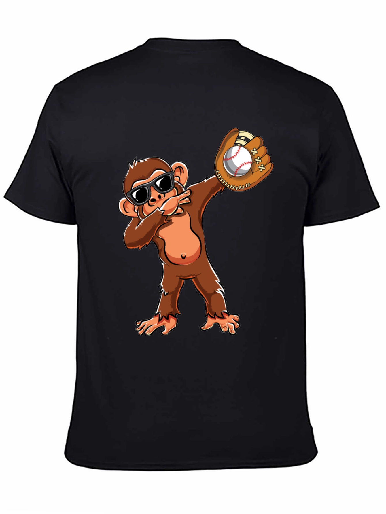 Black Monkey Dabbing Baseball T-Shirt view 4