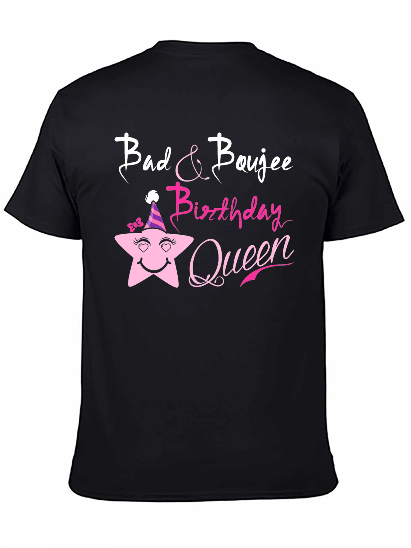 Black Bad & Boujee Birthday Queen Black T-Shirt view 4