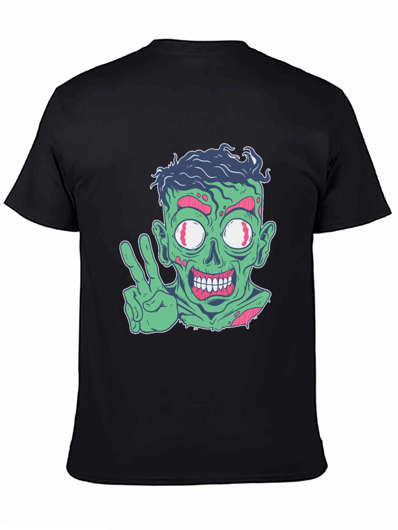 Black Zombie Peace Sign Graphic Tee - Black view 4