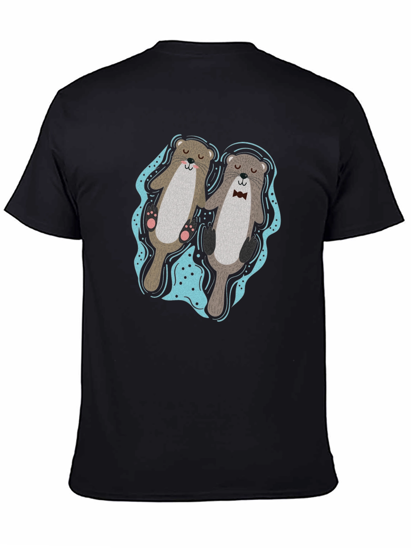 Black Otter Love T-Shirt - Cute Matching Pair Design view 4