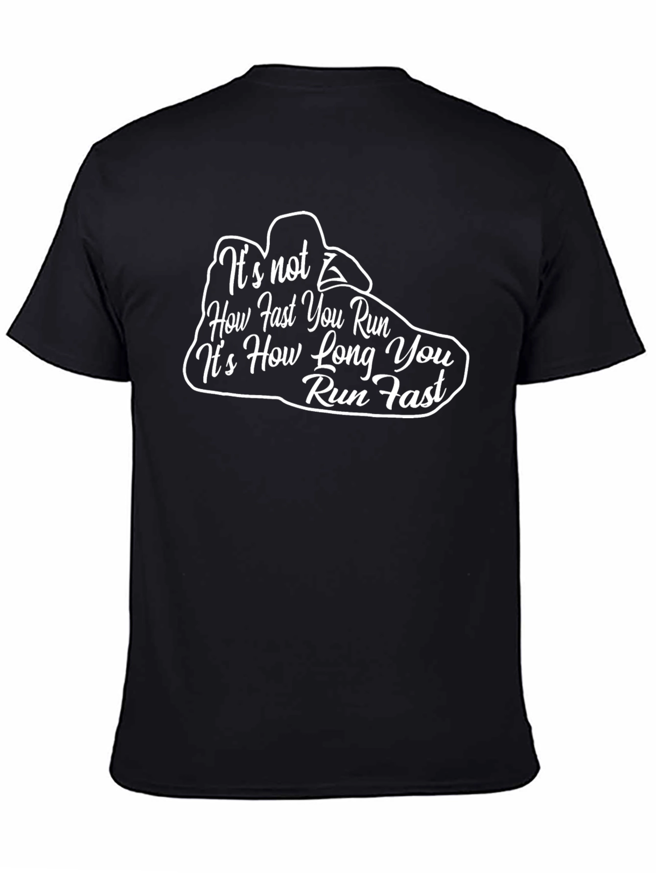 Black Motivational Running T-Shirt - Run Fast, Run Long view 4