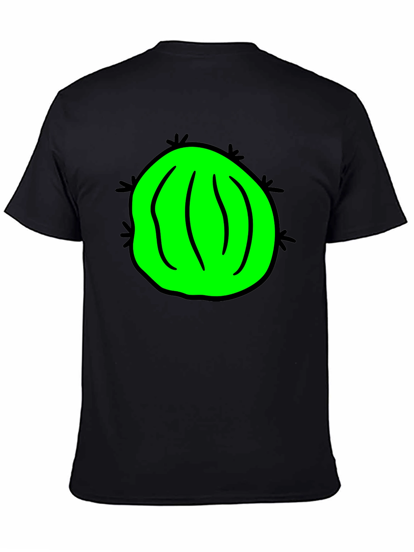 Black Novelty Green Cactus Graphic Black T-Shirt view 4