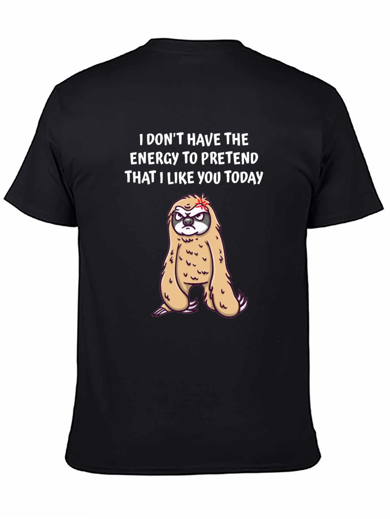 Black Funny Sloth Graphic T-Shirt - Introvert Humor Tee view 4