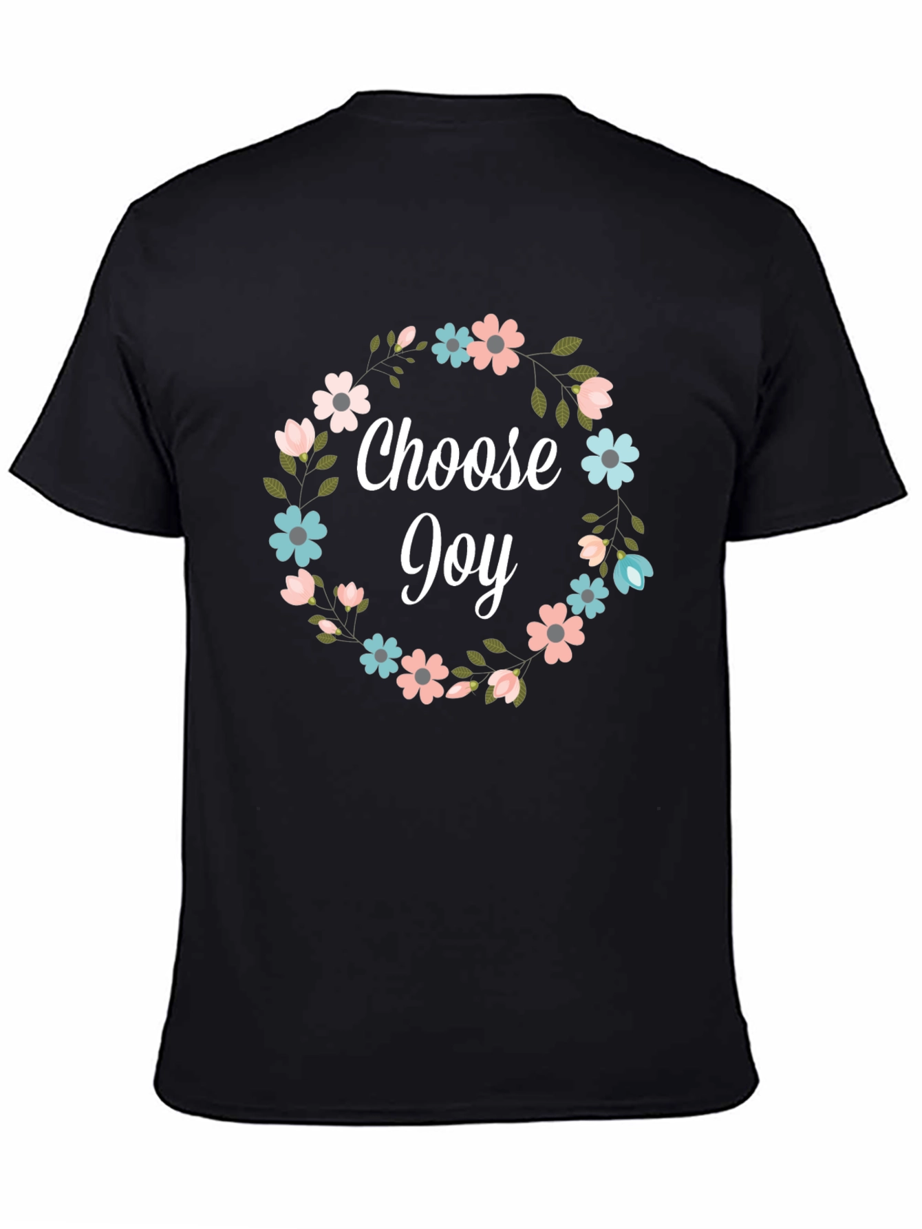 Black Choose Joy Floral Wreath Graphic T-Shirt view 4