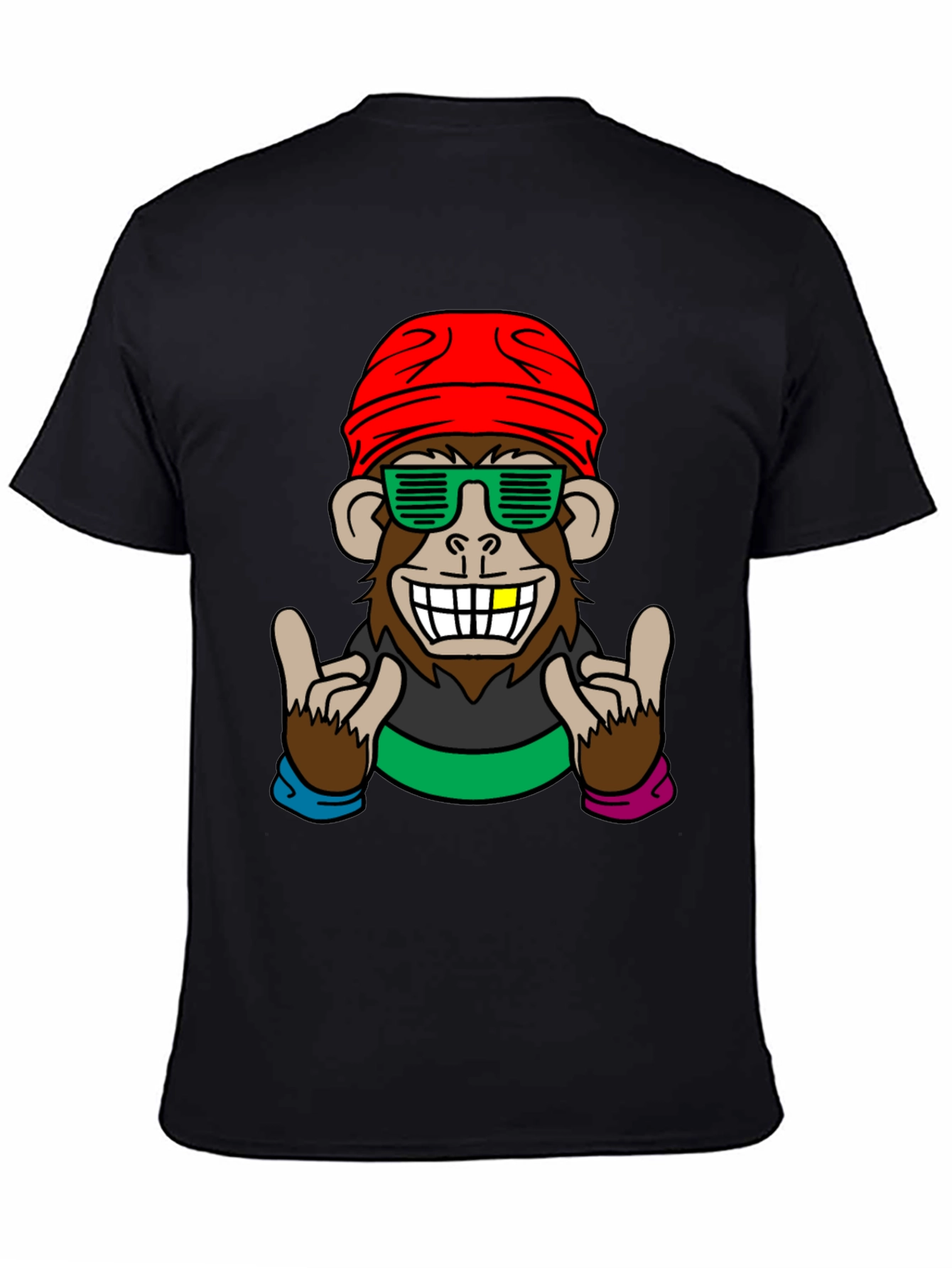 Black Cool Monkey Graphic Tee - Fun Novelty Shirt view 4