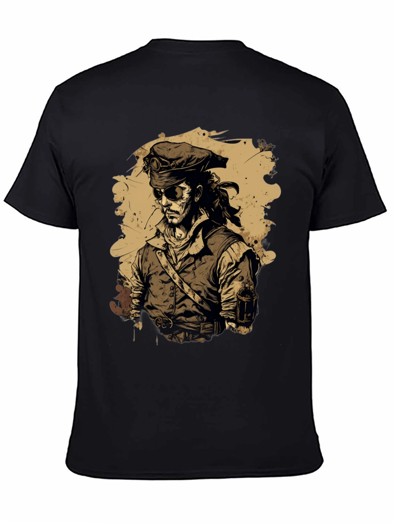 Black Steampunk Pirate Graphic T-Shirt view 4