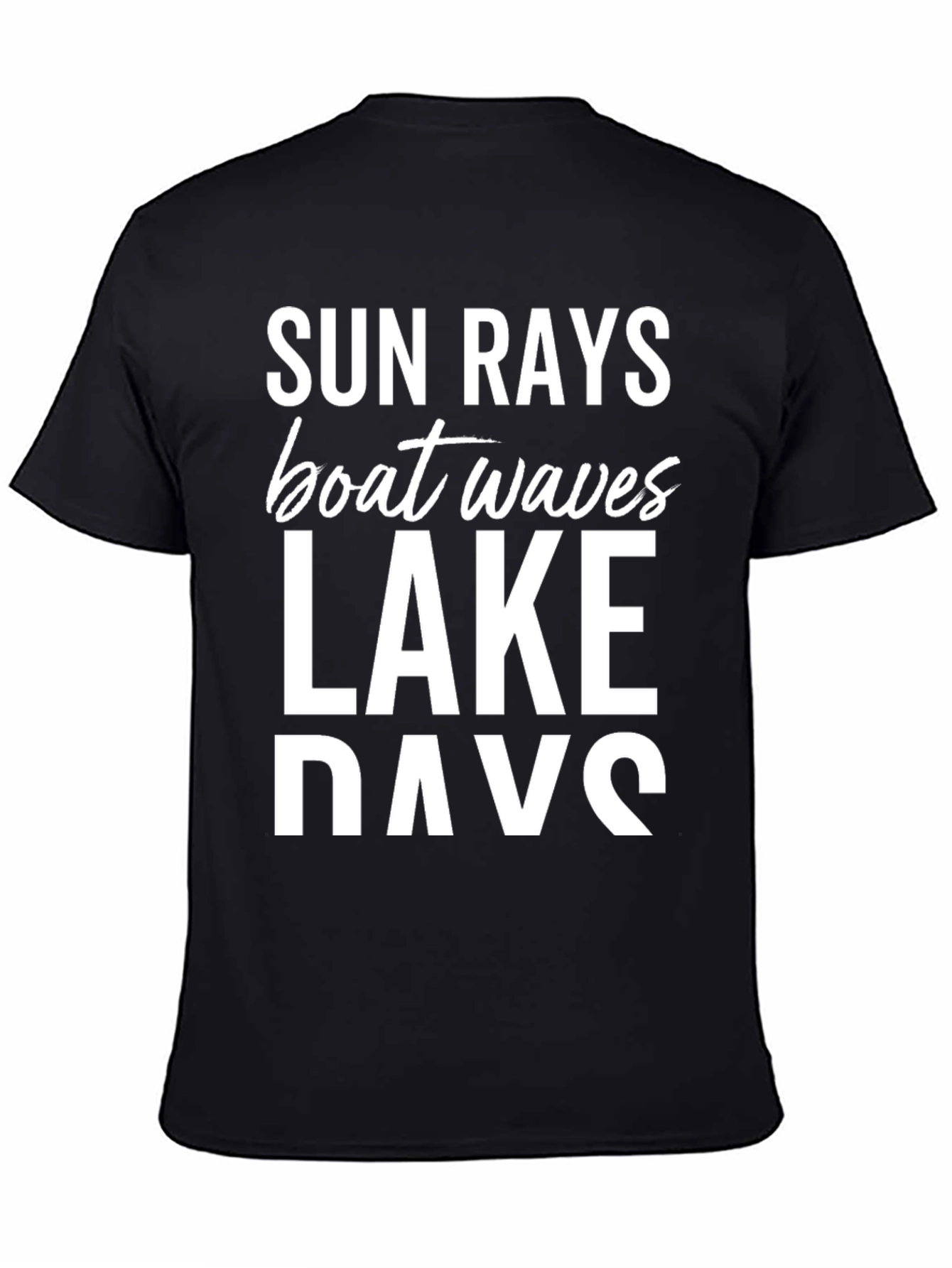 Black Sun Rays Boat Waves Lake Days Black T-Shirt view 4