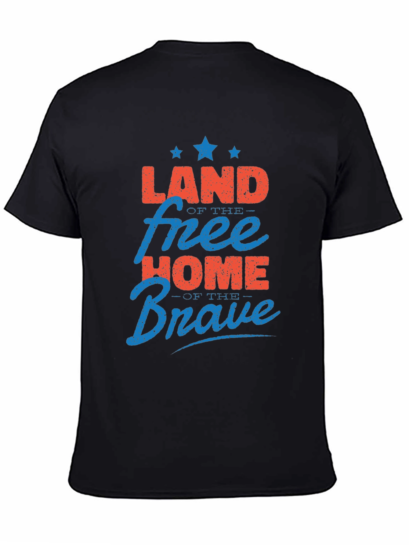 Black Patriotic Land of Free Home of Brave Graphic T-Shirt view 4