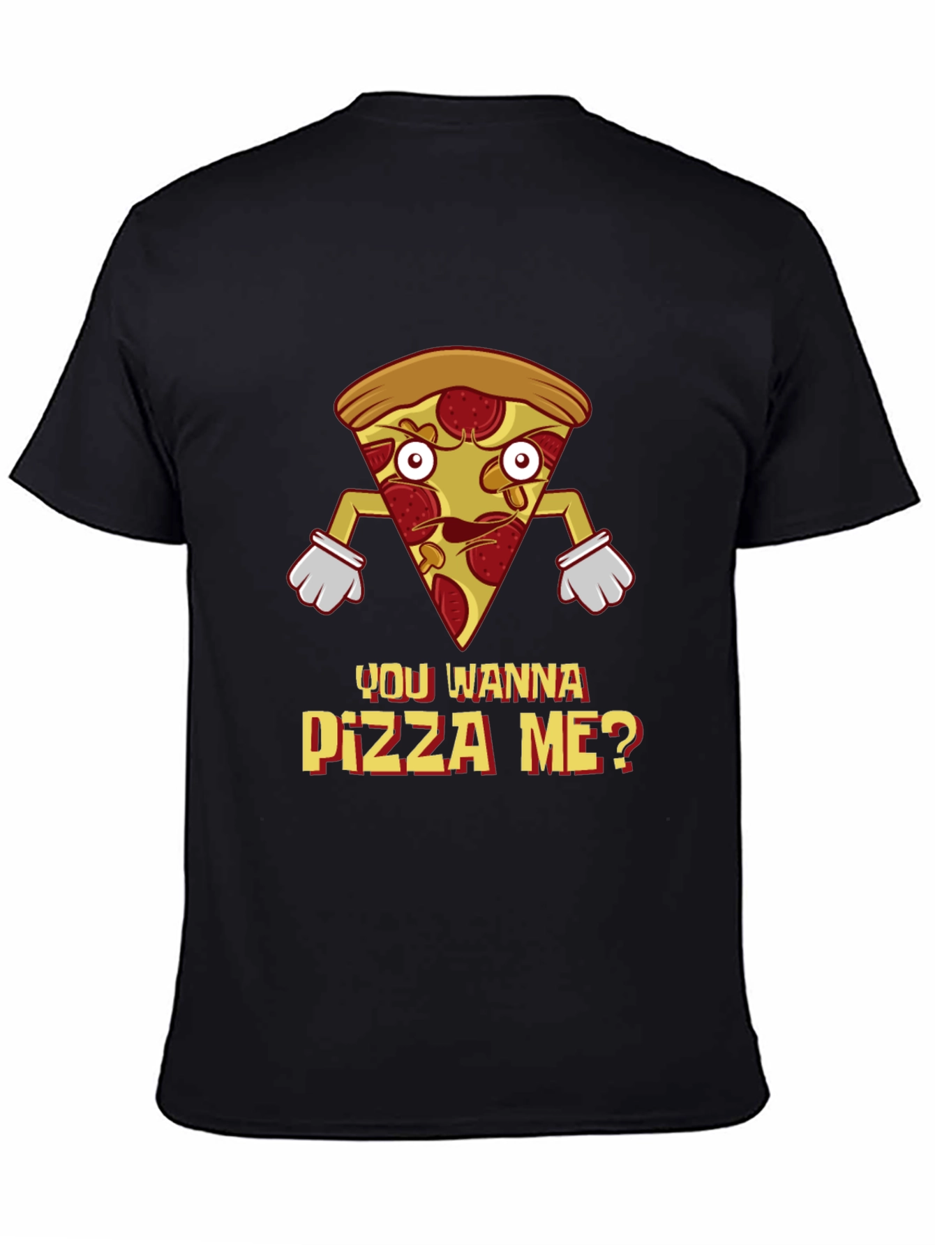 Black You Wanna Pizza Me? Graphic T-Shirt - Foodie Tee view 4