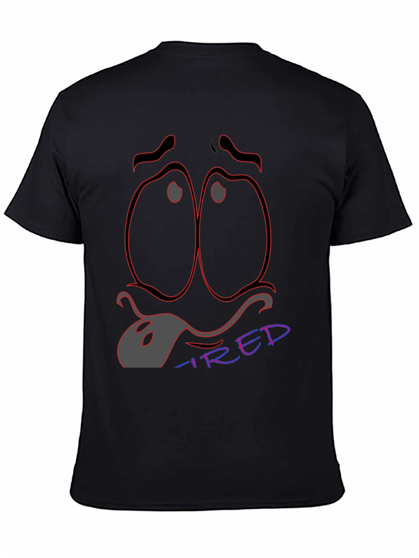 Black Tired Expression T-Shirt - Unique Graphic Tee view 4