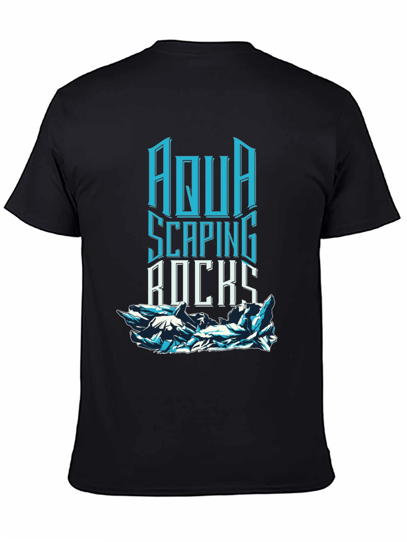 Black Aqua Scaping Rocks Graphic T-Shirt view 4
