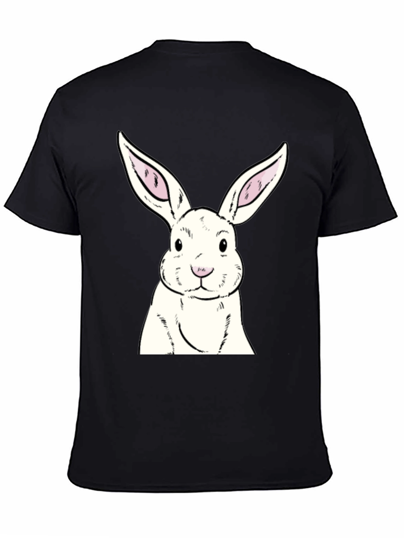Black Bunny Graphic Tee - Soft Black Cotton Rabbit Print Shirt view 4
