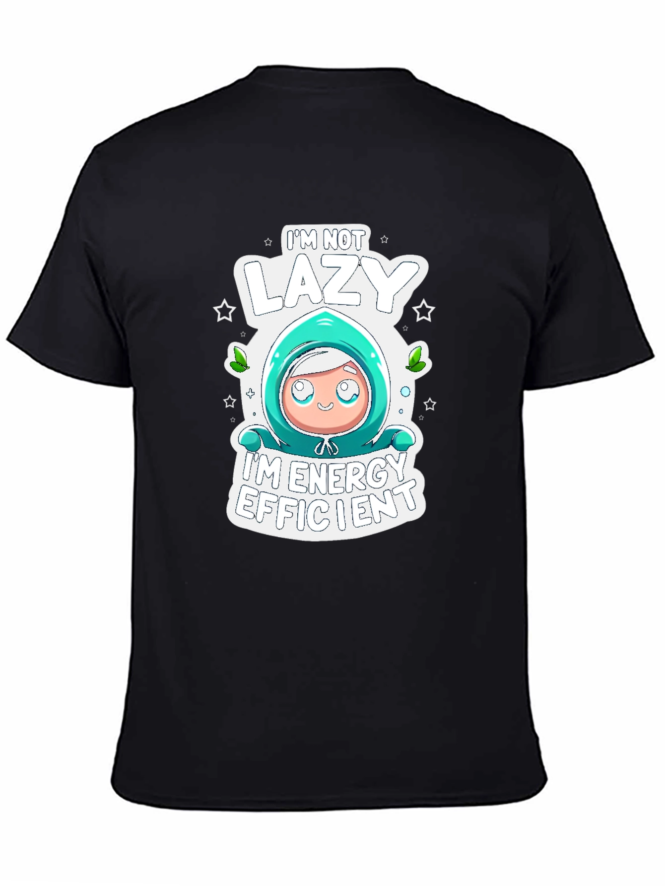 Black Lazy Energy Efficient Graphic T-Shirt view 4