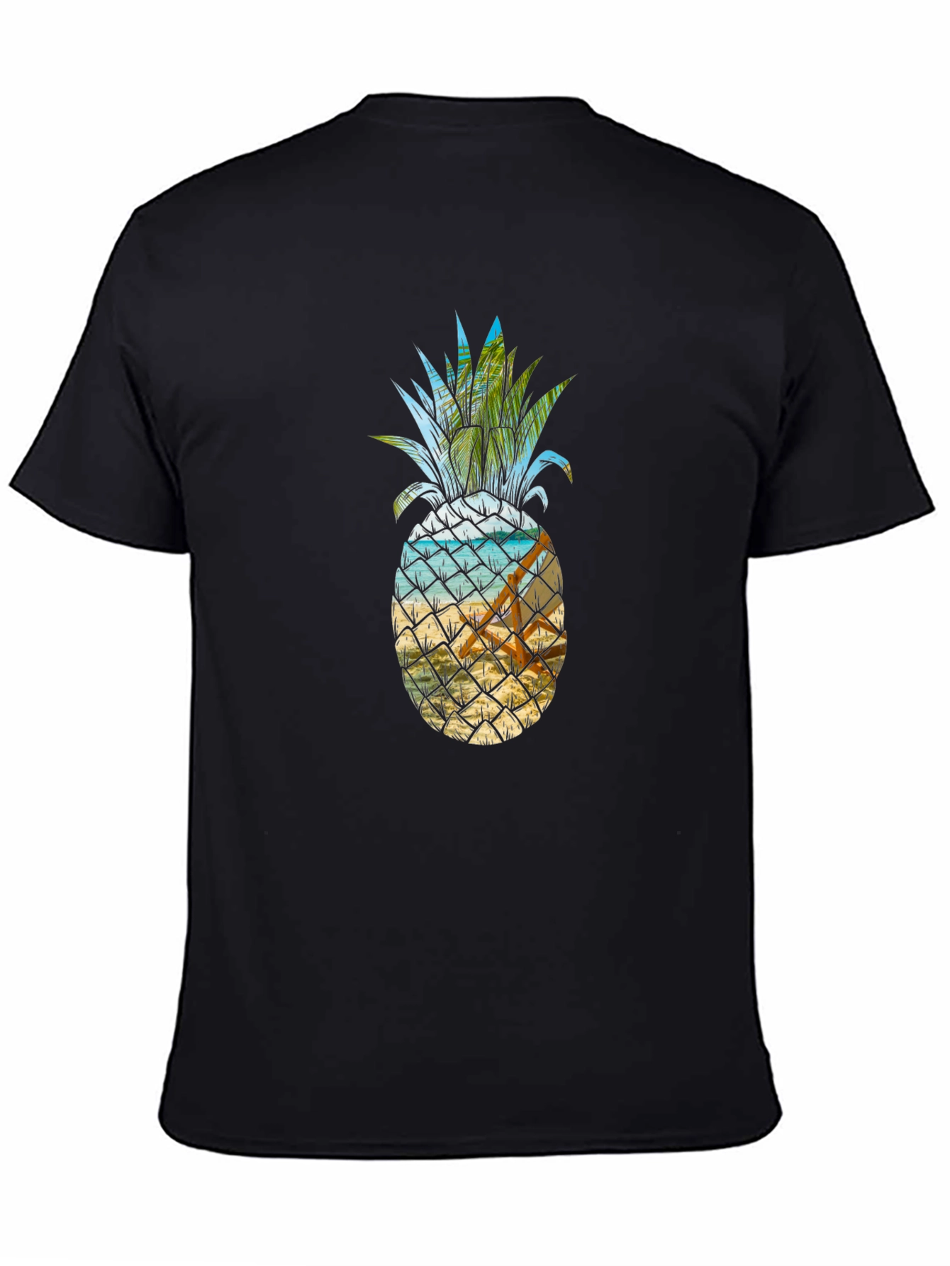 Black Tropical Pineapple Beach T-Shirt view 4